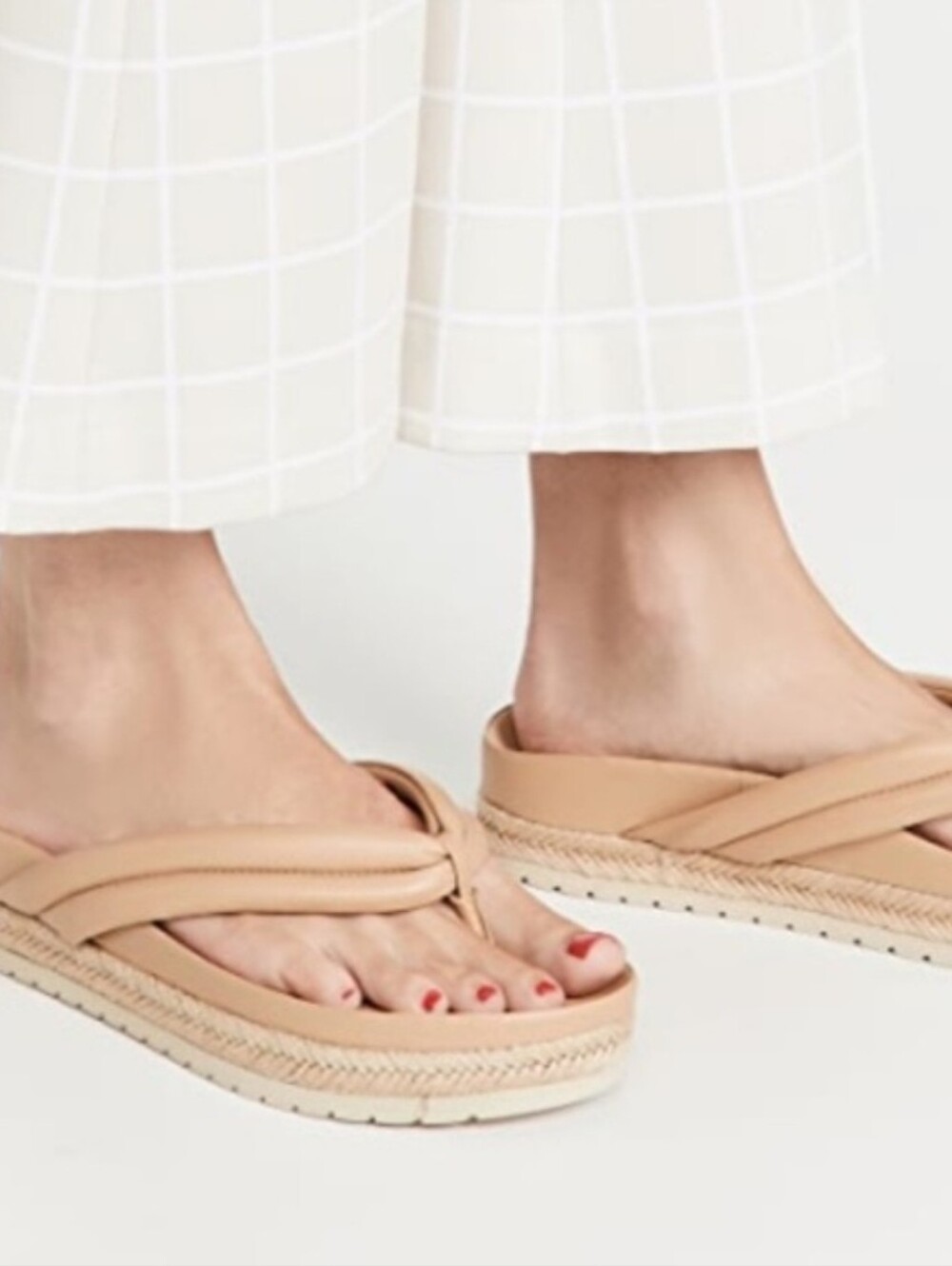 Vince Forest Leather Platform Thong Sandals Size 7.5